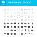 Web User Interface Line Web Glyph Icons Royalty Free Stock Photo