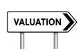 Valuation, white pointing arrow sign