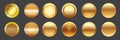 Web vector golden and bronze golden web buttons and round labels collection isolated on grey background. Christmas Royalty Free Stock Photo