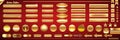 Web vector golden and bronze buttons, stars, ribbons, labels, frames, arrows and badges collection isolated on classic Royalty Free Stock Photo