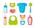 Vector illustration of a baby care and play kit. Royalty Free Stock Photo