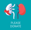 Vector illustration of the concept of please donate. Need a kidney for a transplant.