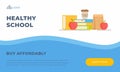 Vector illustration of a healthy school. Back to school for a new concept of normalcy. The opening of the state. Healthy and safe Royalty Free Stock Photo