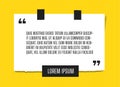 Web Vector illustration of paper sheet with profound quote attached to bright yellow wall Royalty Free Stock Photo