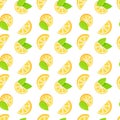 Vector illustration of a pattern of beautiful lemons on mojitos.