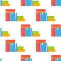 Vector illustration of a pattern of stacks of multicolored isolates on a white background.