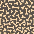 Vector illustration of a seamless bone pattern. A pattern of dog food and nutrition. Wallpaper drawing with hand bones and paws. Royalty Free Stock Photo