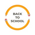 Banner back to school. Vector illustration of two large pencils in a circle. Drawing class at school.