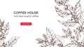 Vector template for coffee business, hoffee house website screen.