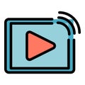Web video player stream icon color outline vector Royalty Free Stock Photo