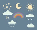 Weather icons set. Vector color isolated. Royalty Free Stock Photo