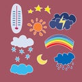 Weather icons set. Color vector isolated Royalty Free Stock Photo