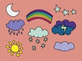 Weather icons set. Color vector isolated Royalty Free Stock Photo