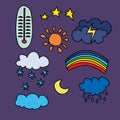 Weather icons set. Color vector isolated Royalty Free Stock Photo