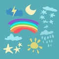 Weather icons set. Color vector isolated Royalty Free Stock Photo