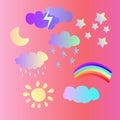 Weather icons set. Color isolated vector Royalty Free Stock Photo