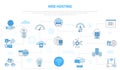 Web or website hosting concept with icon set template banner with modern blue color style