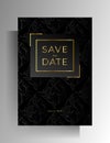 Wedding invitation design template. Vector black and gold illustration Royalty Free Stock Photo