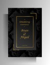 Wedding invitation design. Floral hand painted texture in black color. Vector Royalty Free Stock Photo