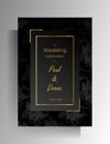 Wedding invitation design. Floral hand painted texture in black color. Vector Royalty Free Stock Photo