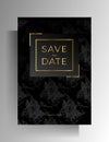 Wedding invitation design. Floral hand painted texture in black Royalty Free Stock Photo