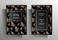 Wedding invitation template set. Design with hand drawn floral Royalty Free Stock Photo