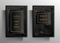 Wedding invitation template set. Elegant black design with hand drawn Royalty Free Stock Photo