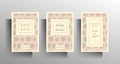 Wedding invitation template set. Vintage design with hand drawn floral Royalty Free Stock Photo