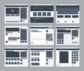 Web wireframes. Landing templates, website pages layouts, email video benefits setting company information blog webpages Royalty Free Stock Photo