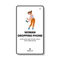 web woman dropping phone vector