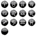 Web zodiac icon set (13 black Royalty Free Stock Photo