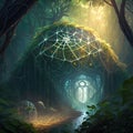 Webbed Wonders: A Sanctuary of Intricate Forest Webs AI Generative By Halloween ai.