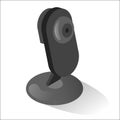Webcam black realistic icon. Digital communication device. Web camera, computer equipment. Royalty Free Stock Photo