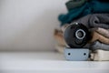 Webcam hidden in a stack of clothes for covert surveillance of the house. Royalty Free Stock Photo