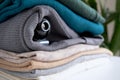 Webcam hidden in a stack of clothes for covert surveillance of the house. Royalty Free Stock Photo