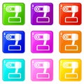 Webcam icons 9 set Royalty Free Stock Photo