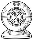 Webcam Illustration of Percentage Symbol in Black and White Royalty Free Stock Photo