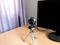 Webcam With Stand for Desktop Computer an accessory visual device . Royalty Free Stock Photo