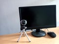 Webcam With Stand for Desktop Computer an accessory visual device  . Royalty Free Stock Photo