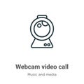 Webcam video call outline vector icon. Thin line black webcam video call icon, flat vector simple element illustration from