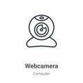 Webcamera outline vector icon. Thin line black webcamera icon, flat vector simple element illustration from editable computer