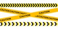 WebCaution tape with warning text and chevron hazard stripes Royalty Free Stock Photo