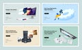 Set of flat design web page templates of corporate identity, digital solutions, photography, web design Royalty Free Stock Photo