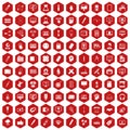 100 webdesign icons hexagon red