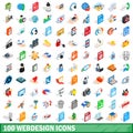 100 webdesign icons set, isometric 3d style