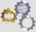 Webdev PHP HTML SQL CSS Gears Royalty Free Stock Photo