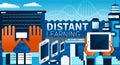 WebDistant learning and online tutorials concept. Flat vector illustration