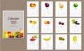 WebEnglish-language calendar for 2021 with polygonal fruits and berries