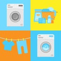 WebIcon set. Flat design. Washing process. Laundry Royalty Free Stock Photo