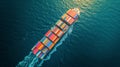 webinar banner, Aerial top view of cargo maritime ship with contrail in the ocean ship carrying container and running for export